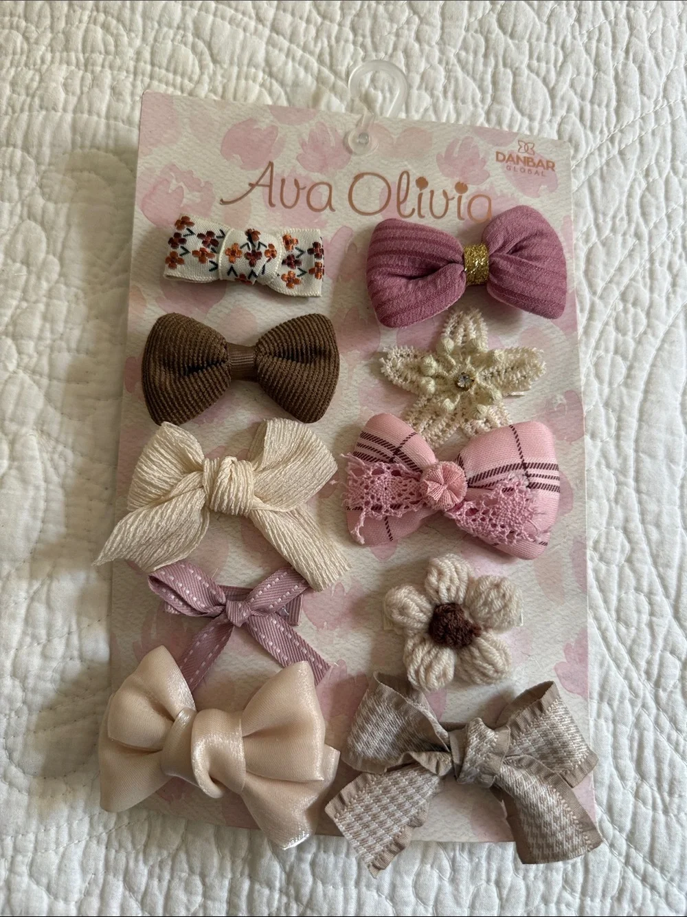 ✅Kids Bow Hair Clip Set - Pink, Brown, Cream